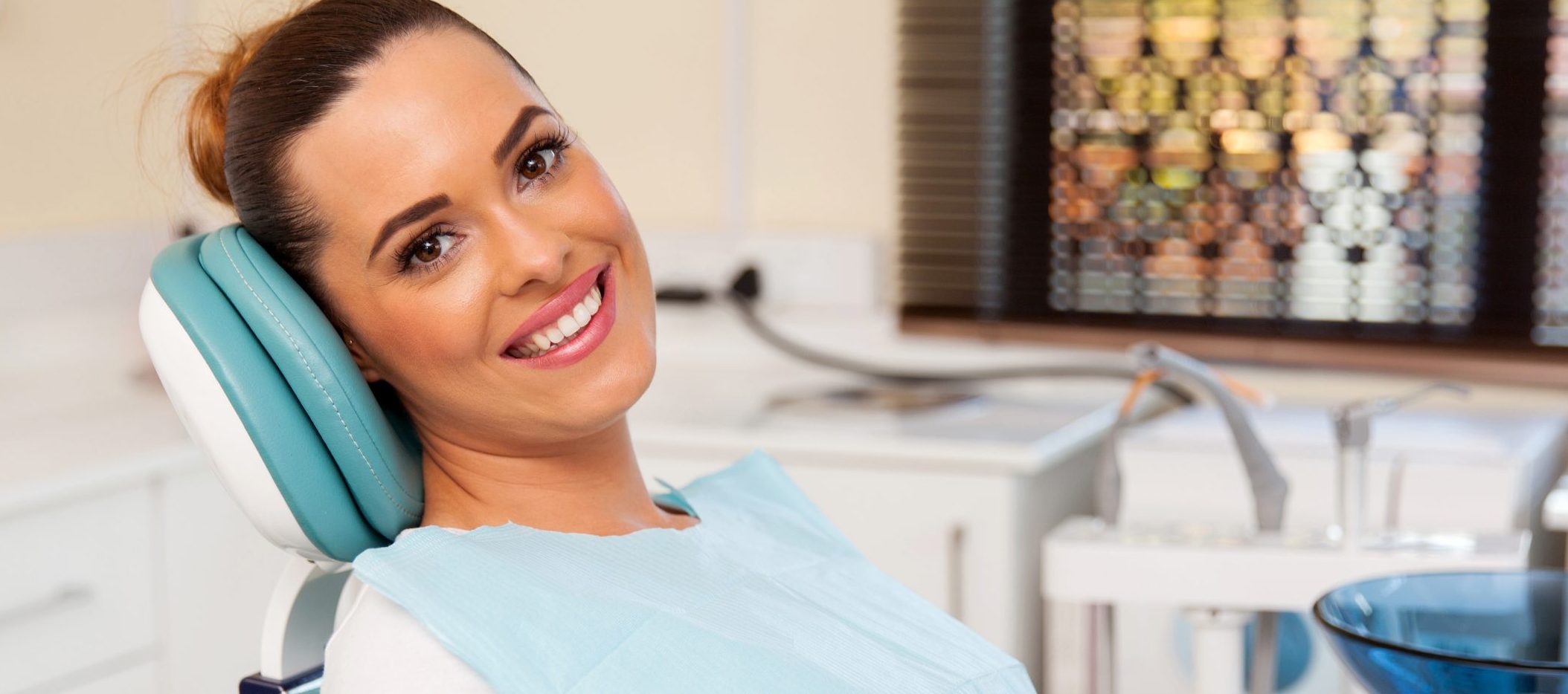 beautiful female patient in dental practice