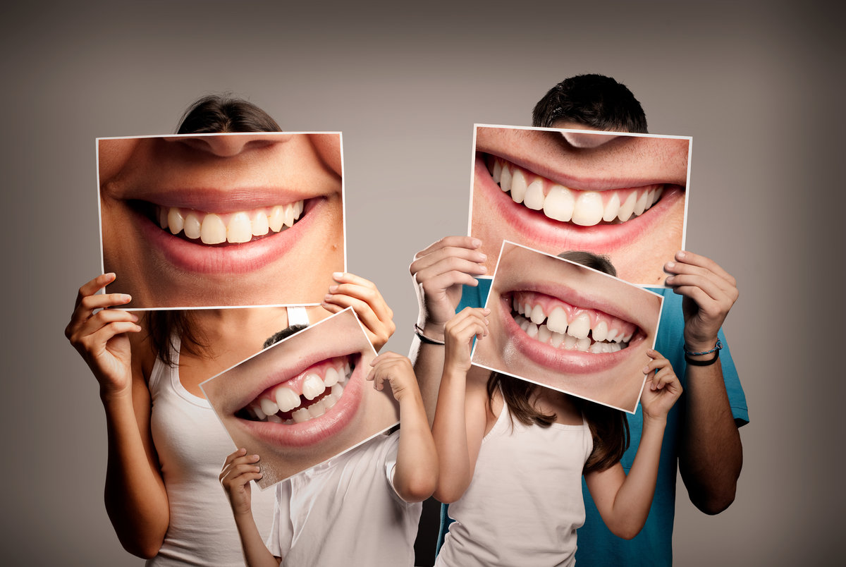Young family smiling together