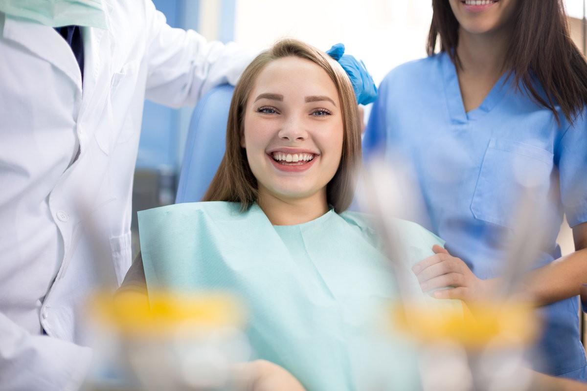 Woman smiling in dental clinic